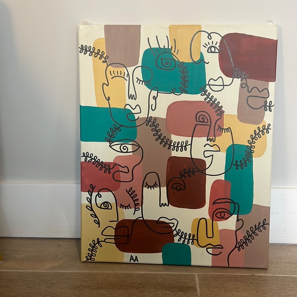 Hand painted face abstract on canvas - painted by me